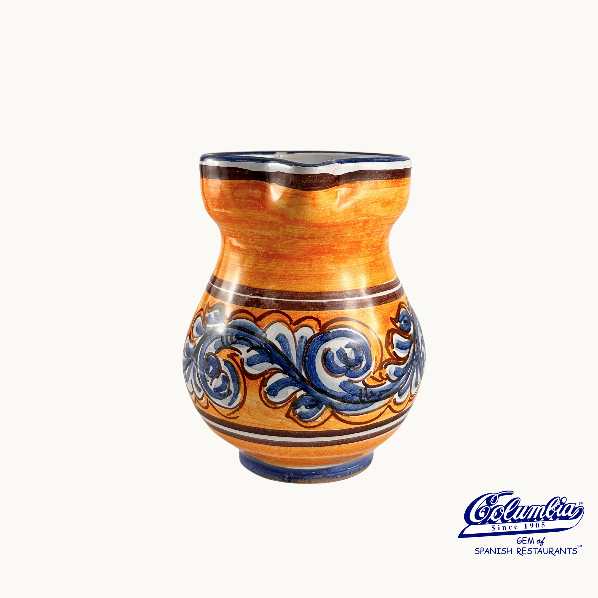 Decorative ceramic vase with blue and white patterns on a white background, featuring the Columba brand.